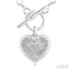 Silver Heart Fluted Toggle Diamond Fashion Necklace