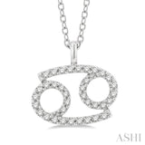 1/8 ctw Cancer Round Cut Diamond Zodiac Pendant With Chain in 10K White Gold