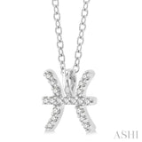 1/20 ctw Pisces Round Cut Diamond Zodiac Pendant With Chain in 10K White Gold