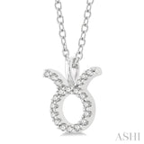 1/10 ctw Taurus Round Cut Diamond Zodiac Pendant With Chain in 10K White Gold