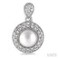 Silver Pearl & Halo Diamond Earrings