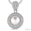 Silver Pearl & Halo Diamond Pendant