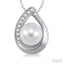 Silver Pearl & Diamond Pendant