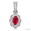 Silver Oval Shape Gemstone & Diamond Earrings