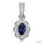 Silver Oval Shape Gemstone & Diamond Earrings