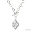 Silver Clover Fluted Toggle Diamond Fashion Necklace