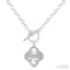 Silver Clover Fluted Toggle Diamond Fashion Necklace