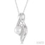 Silver Pearl & Diamond Pendant