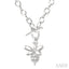 Silver Bumble Bee Toggle Diamond Fashion Necklace