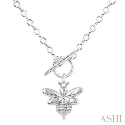 Silver Bumble Bee Toggle Diamond Fashion Necklace