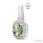 Silver Cushion Shape Gemstone & Diamond Earrings