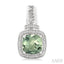 Silver Cushion Shape Gemstone & Diamond Earrings
