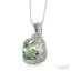 Silver Cushion Shape Gemstone & Diamond Pendant