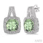 Silver Cushion Shape Gemstone & Diamond Earrings