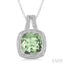 Silver Cushion Shape Gemstone & Diamond Pendant