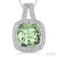 Silver Cushion Shape Gemstone & Diamond Pendant
