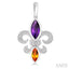 Silver Fleur De Lis Gemstone & Diamond Earrings