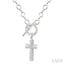 Silver Cross Toggle Diamond Fashion Necklace