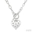 Silver Heart Toggle Mosaic Diamond Fashion Necklace