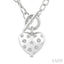 Silver Heart Toggle Mosaic Diamond Fashion Necklace
