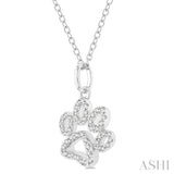 1/6 Ctw Open Dog Paw Petite Round Cut Diamond Fashion Pendant With Chain in 10K White Gold