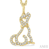 1/8 ctw Petite Dog Motif Round Cut Diamond Fashion Pendant With Chain in 10K Yellow Gold