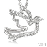 1/10 ctw Petite Dove Round Cut Diamond Fashion Pendant With Chain in 10K White Gold