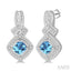 Silver Cushion Shape Gemstone & Diamond Earrings