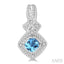 Silver Cushion Shape Gemstone & Diamond Earrings