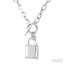 Silver Lock & Key Toggle Diamond Fashion Necklace