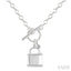 Silver Lock & Key Toggle Diamond Fashion Necklace