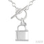 Silver Lock & Key Toggle Diamond Fashion Necklace