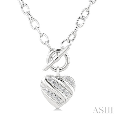 Silver Heart Toggle Diamond Fashion Necklace