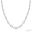 Silver Bold Oval Rope Link Diamond Necklace
