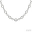 Silver Bold Oval Rope Link Diamond Necklace
