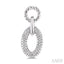 Silver Bold Oval Rope Link Diamond Earrings
