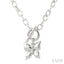Silver Butterfly Mosaic Toggle Diamond Fashion Necklace