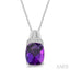 Silver Cushion Shape Gemstone & Diamond Pendant