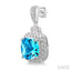 Silver Cushion Shape Gemstone & Diamond Earrings