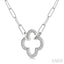Silver Clover Paperclip Diamond Fashion Pendant