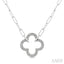 Silver Clover Paperclip Diamond Fashion Pendant