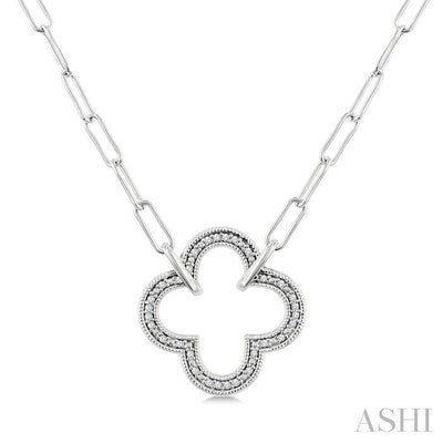Silver Clover Paperclip Diamond Fashion Pendant