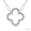 Silver Clover Paperclip Diamond Fashion Pendant