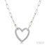 Silver Heart Shape Paperclip Diamond Fashion Pendant