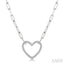 Silver Heart Shape Paperclip Diamond Fashion Pendant