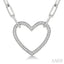 Silver Heart Shape Paperclip Diamond Fashion Pendant