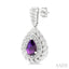 Silver Pear Shape Gemstone & Diamond Earrings