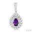 Silver Pear Shape Gemstone & Diamond Earrings