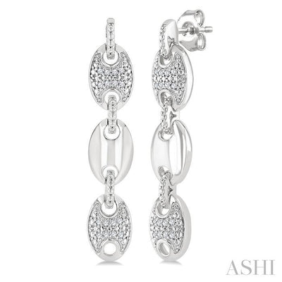 Silver Bold Mariner Link Diamond Fashion Earrings