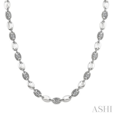 Silver Bold Mariner Link Diamond Fashion Necklace